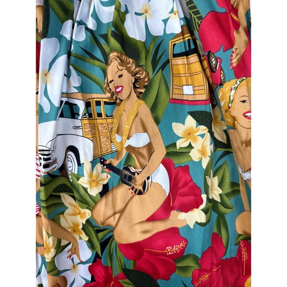 NWT Grace Karin Skirt 3XL Hawaiian Pinup Floral Print Rockabilly Fun Retro Aloha - Picture 7 of 13
